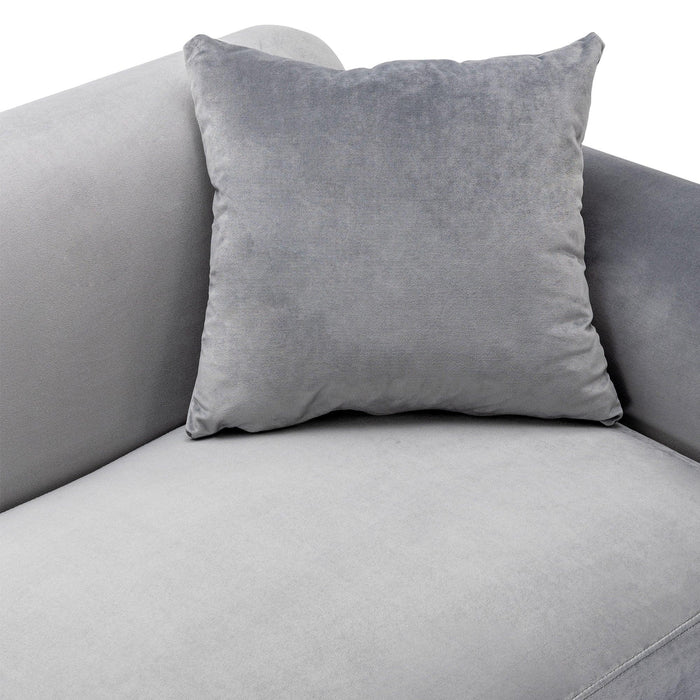 Modern Velvet Sofa with Metal Legs,Loveseat Sofa Couch with Two Pillows for Living Room and Bedroom,Grey