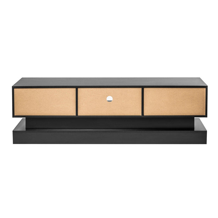 63inch BLACK morden TV Stand with LED Lights,high glossy front TV Cabinet,can be assembled in Lounge Room, Living Room or Bedroom,color:BLACK