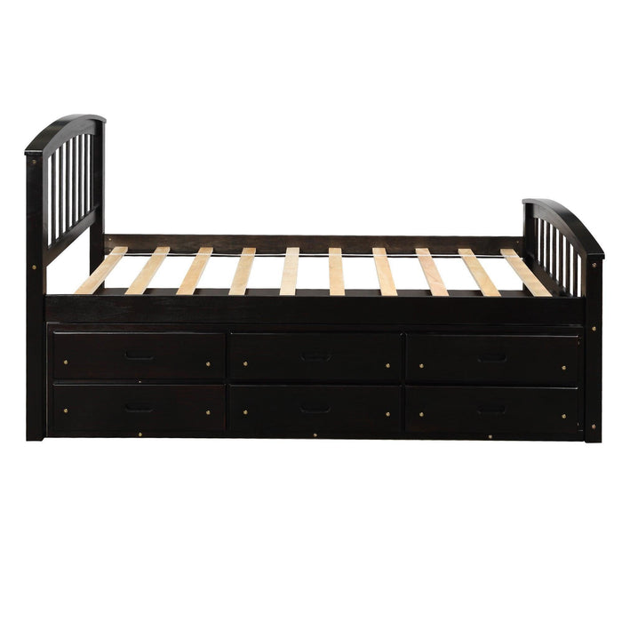 Twin Size PlatformStorage Bed Solid Wood Bed with 6 Drawers