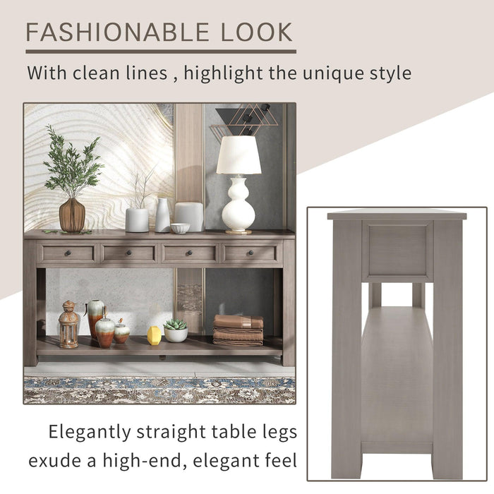 Console Table/Sofa Table withStorage Drawers and Bottom Shelf for Entryway Hallway (Gray Wash)