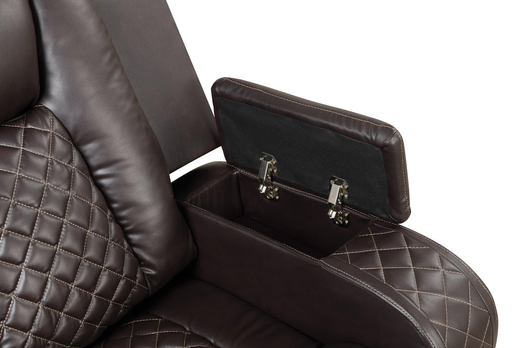 Benz LED & Power Reclining Loveseat Made With Faux Leather in Brown