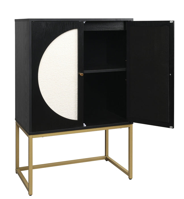 2 door high cabinet，adjustable shelf，Teddy fleece，Symmetrical semicircle design，Suitable for living room, bedroom, study