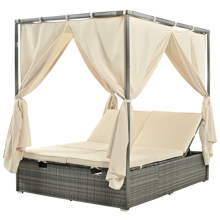 Adjustable Sun Bed With Curtain,High Comfort，With 3 Colors