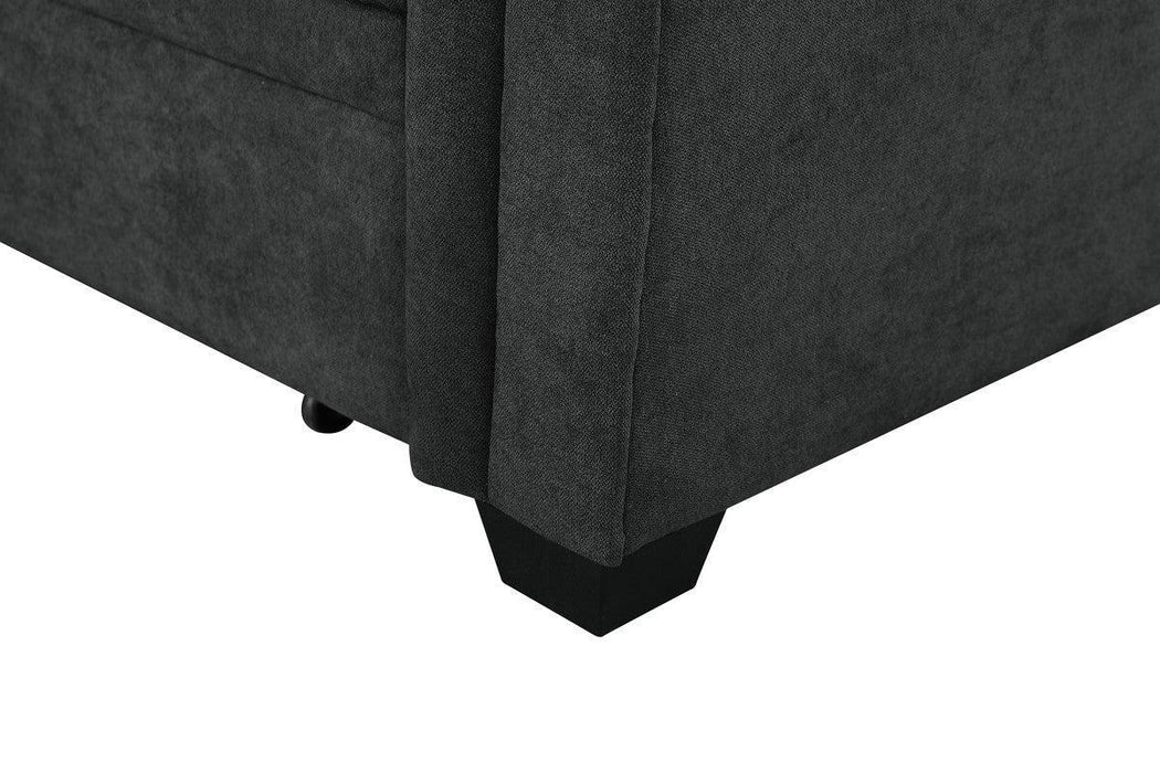 Ashlyn Dark Gray Woven Fabric Sleeper Sectional Sofa Chaise with USB Charger and Tablet Pocket