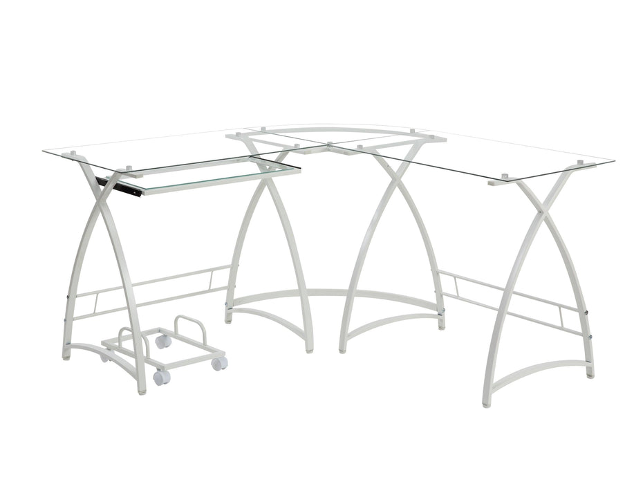 ACME Dazenus Computer Desk in Clear Glass & White Finish OF00040