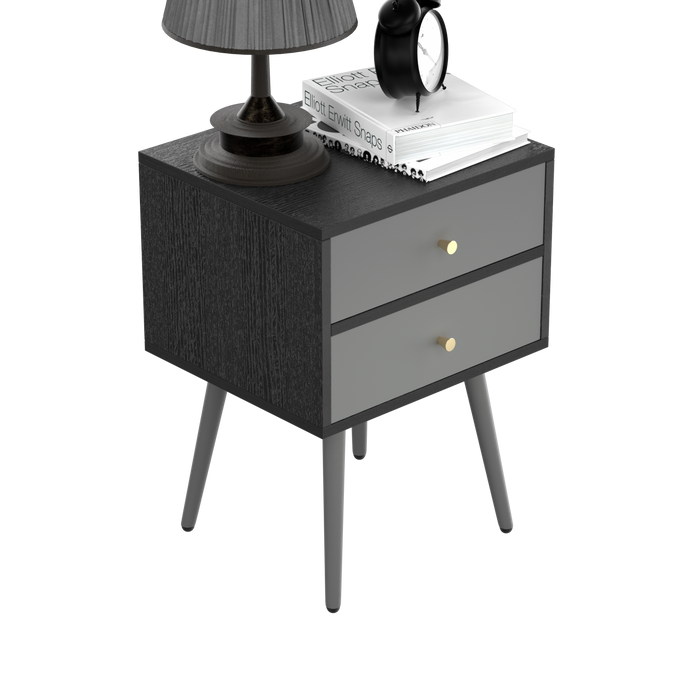 UpdateModern Nightstand with 2Drawers, Suitable for Bedroom/Living Room/Side Table (Dark Grey)