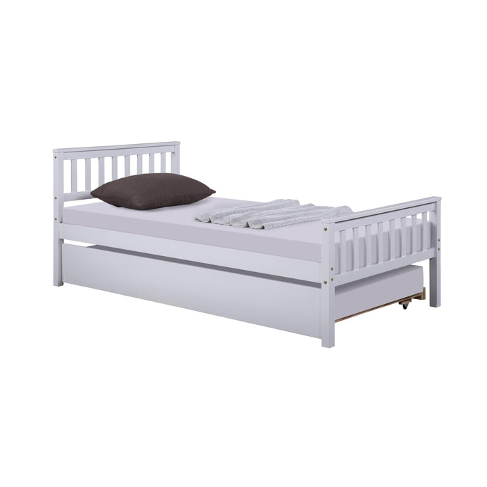 Twin Bed with Trundle, Platform Bed Frame with Headboard and Footboard, for Bedroom Small Living Space,No Box Spring Needed,White