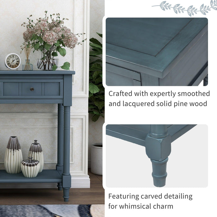 Daisy Series Console Table Traditional Design with Two Drawers and Bottom Shelf (Navy)