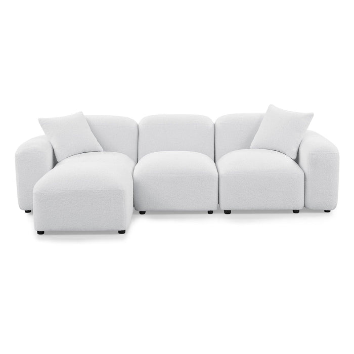 L-Shape Modular Sectional Sofa, DIY Combination,Teddy Fabric,White