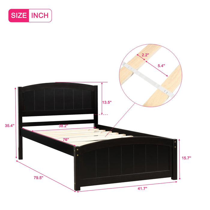 Wood Platform Bed with Headboard,Footboard and Wood Slat Support, Espresso