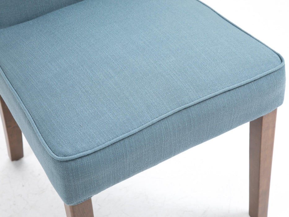 Cover Removable Interchangeable and Washable Blue Linen Upholstered Parsons Chair with Solid Wood Legs 2 PCS