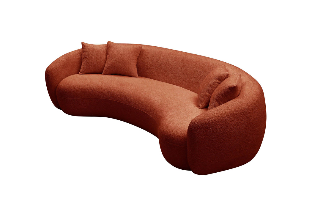 102'' 5-Seater Boucle SofaModern Sectional Half Moon Leisure Couch Curved Sofa Teddy Fleece Orange