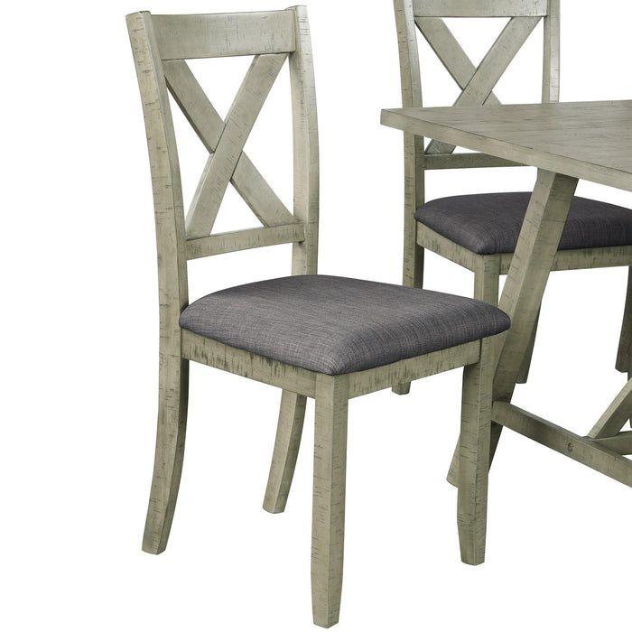 6 Piece Dining Table Set Wood Dining Table and chair Kitchen Table Set with Table, Bench and 4 Chairs, Rustic Style, Gray