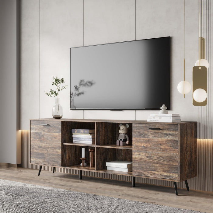 TV Stand Mid-Century WoodModern Entertainment Center AdjustableStorage Cabinet TV Console for Living Room