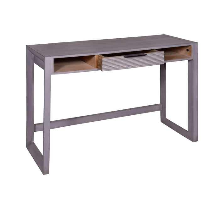 44 Inch Minimalist Single Drawer, MaWood, Entryway Console Table Desk, Textured Groove Lines, Gray