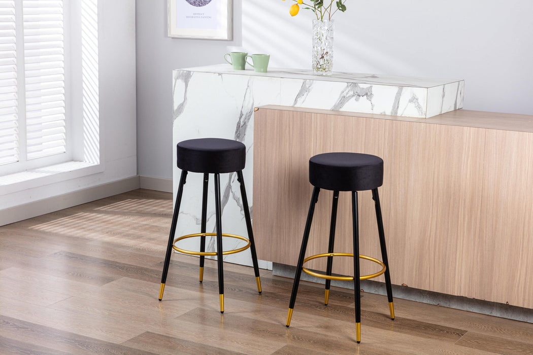 Counter Height Bar Stools Set of 2, Velvet Kitchen Stools Upholstered Dining Chair Stools 24 Inches Height with Golden Footrest for Kitchen Island Coffee Shop Bar Home Balcony,