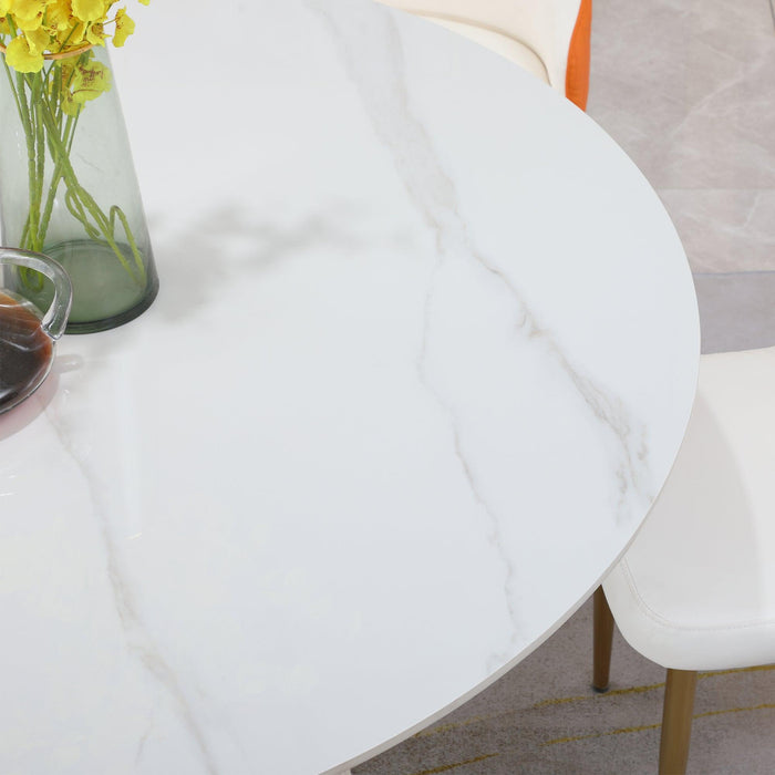 53 inch Round sintered stone carrara white dining table