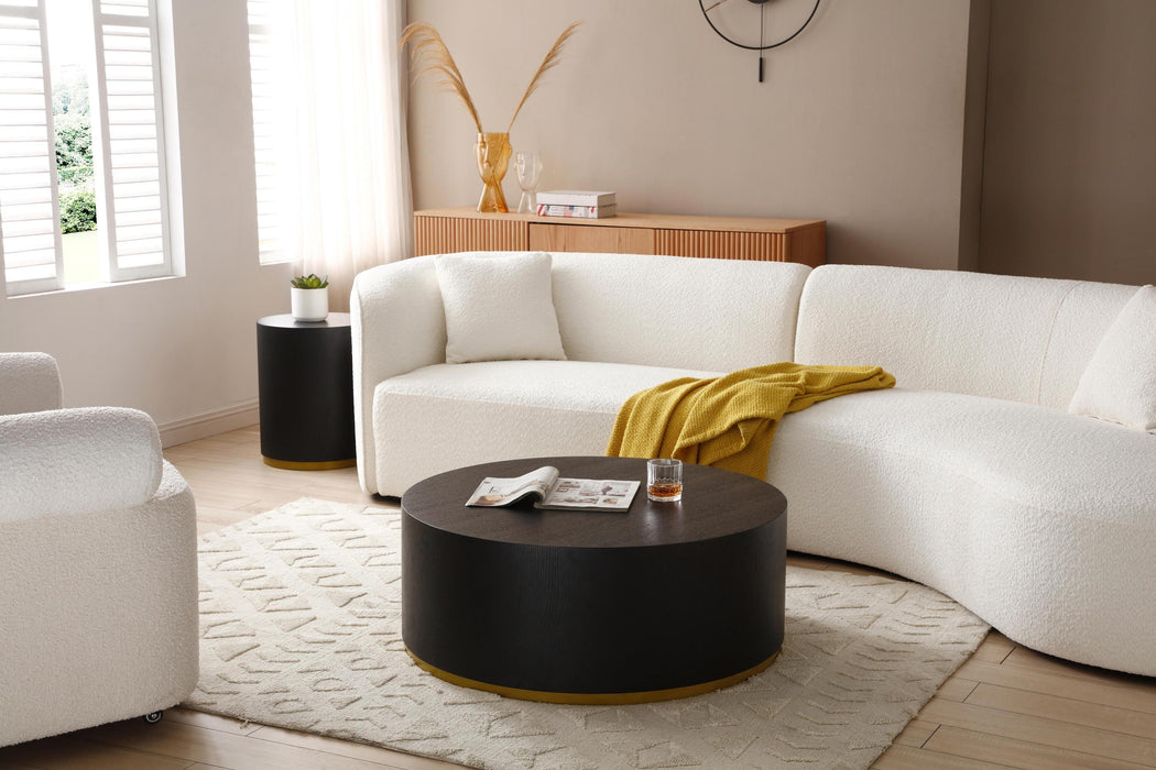 Round Coffee Table side Table for Living Room Fully Assembled Black