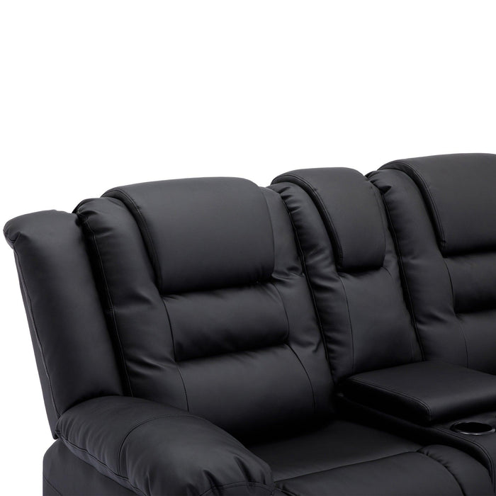 Home Theater Seating Manual Recliner, PU Leather Reclining Loveseat for Living Room