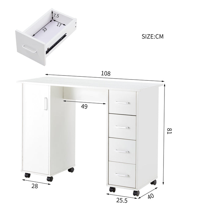 Home Office Computer Desk Table with Drawers White 41.73‘’L 17.72''W 31.5''H