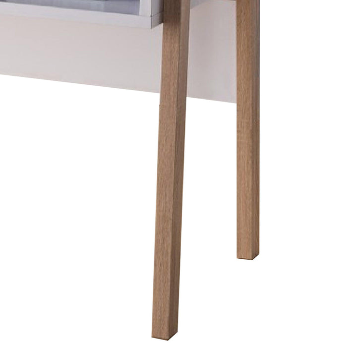 Contemporary Style Desk With OpenStorage Shelf, White and brown