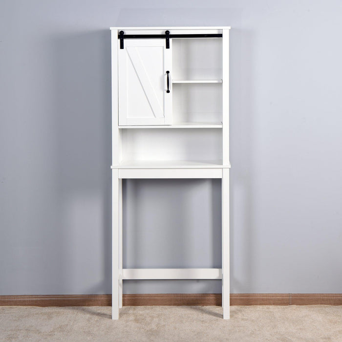 Over-the-ToiletStorage Cabinet, Space-Saving Bathroom Cabinet, with Adjustable Shelves and A Barn Door 27.16 x 9.06 x 67 inch