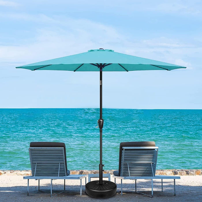 Simple Deluxe 9' Patio Umbrella Outdoor Table Market Yard Umbrella with Push Button Tilt/Crank, 8 Sturdy Ribs for Garden, Deck, Backyard, Pool, Turquoise