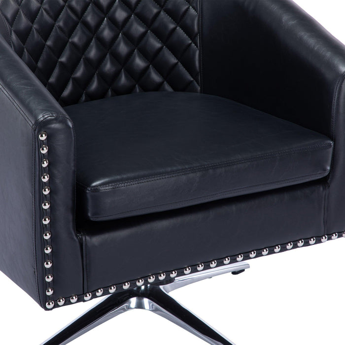 Swivel  Barrel chair living room chair with nailheads and Metal base