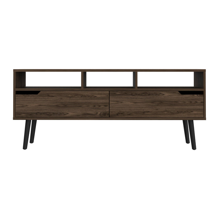 New Haven 2-Drawer 3-Shelf TV Stand Dark Walnut