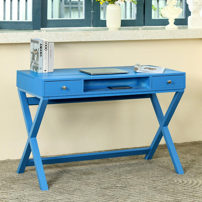 Lift Desk with 2 DrawerStorage, Computer Desk with Lift Table Top, Adjustable Height Table for Home Office, Living Room,BLUE