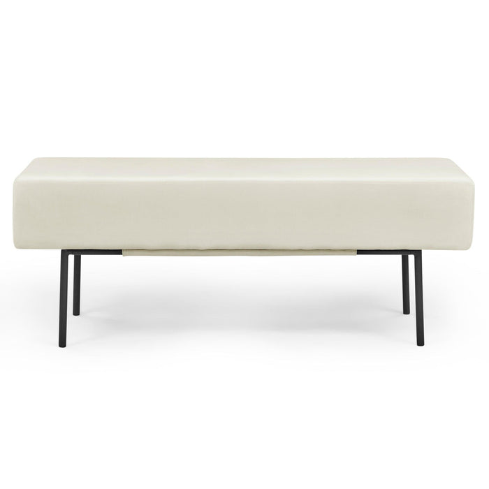 Contemporary Style Bedroom Velvet Upholstered Bench, Beige,( 45'' x13''x 17''）