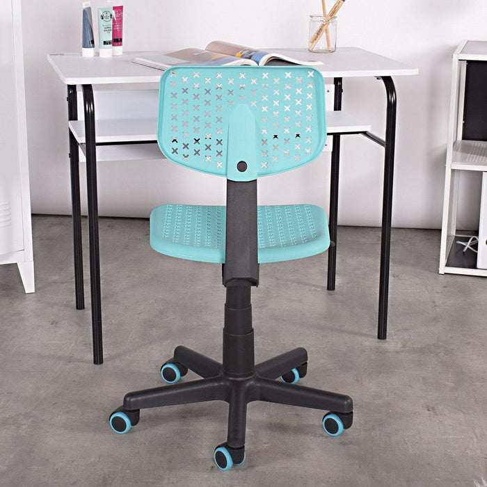 Plastic Children Student Chair; Low-Back Armless Adjustable Swivel Ergonomic Home Office Student Computer Desk Chair; Hollow Star - MINT GREEN