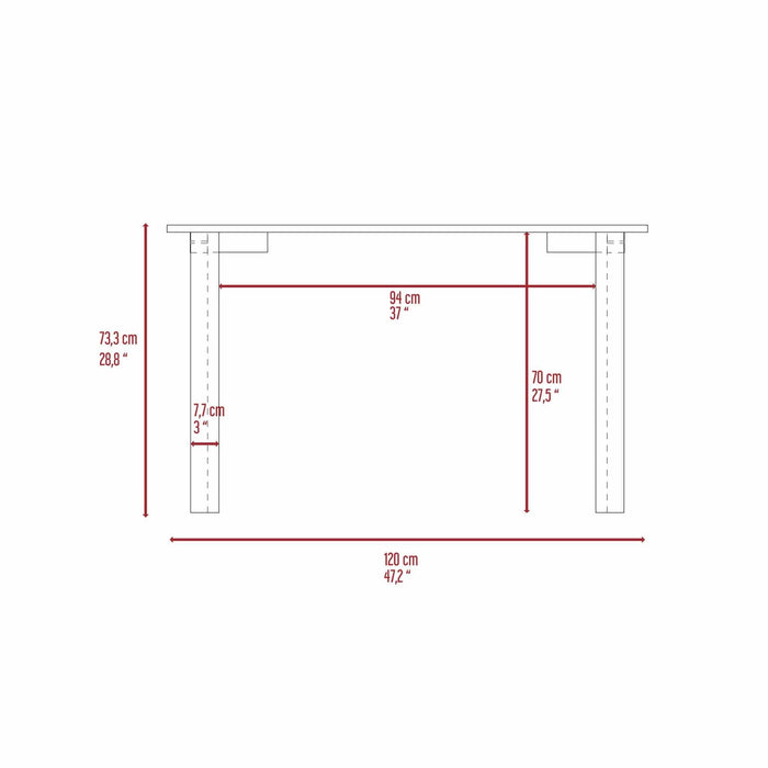 Preston Rectangle Writing Desk with Steel Legs Mahogany