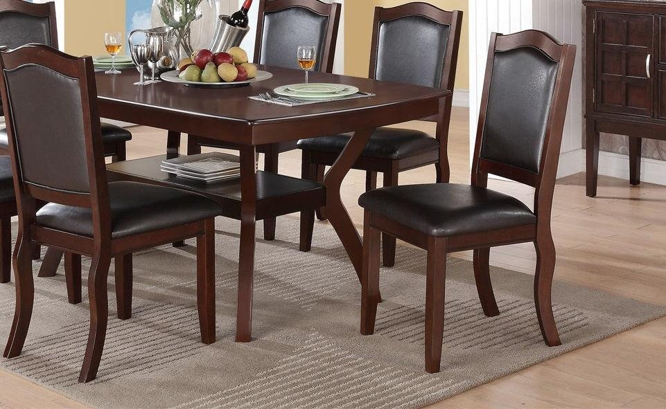 Traditional Formal Set of 2 Chairs Dark Brown Espresso Dining Seatings Cushion Chair