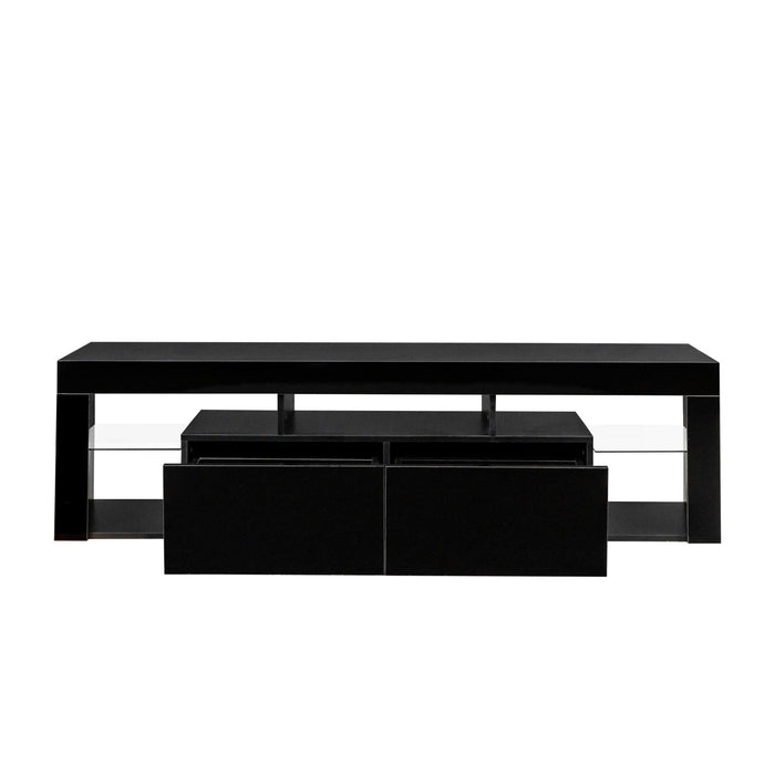 FURNITURE & RUGS TV Stand 160 LED Wall Mounted Floating 63" TV Stand (black)