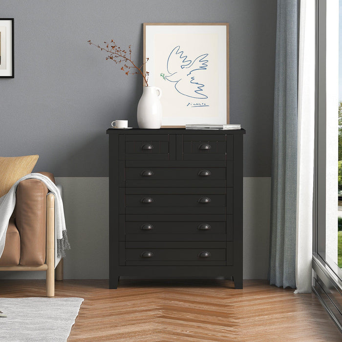 DRAWER DRESSER CABINET，BAR CABINET, storge cabinet, lockers, retro shell-shaped handle, can be placed in the living room, bedroom, dining room, black