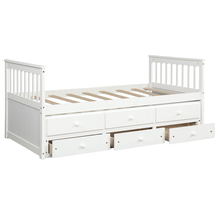 Captain's Bed Twin Daybed with Trundle Bed andStorage Drawers, White