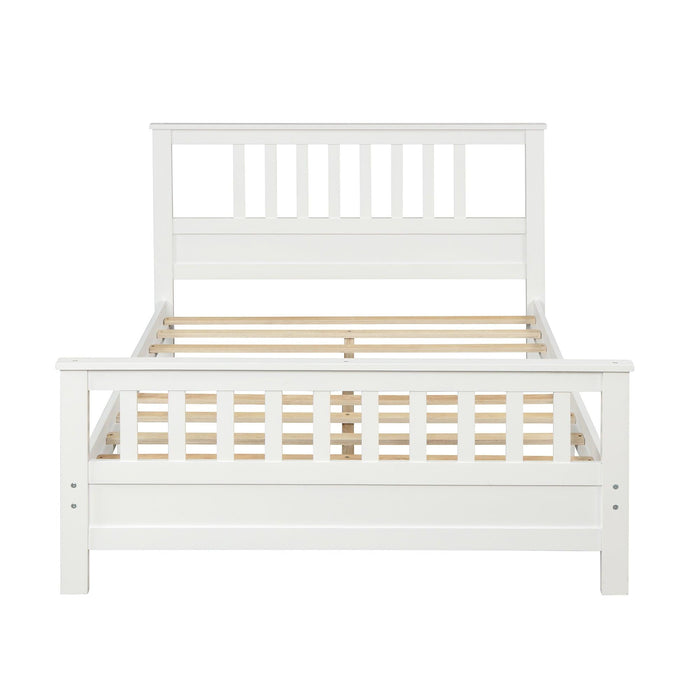 Wood Platform Bed with Headboard and Footboard, Full (White)