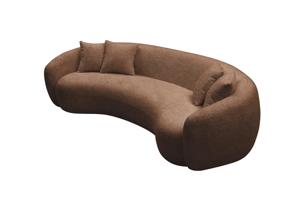 102'' 5-Seater Boucle SofaModern Sectional Half Moon Leisure Couch Curved Sofa Teddy Fleece Brown