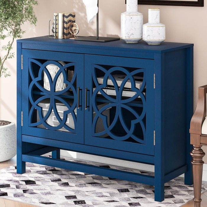 WoodStorage Cabinet with Doors and Adjustable Shelf, Entryway Kitchen Dining Room, Navy Blue