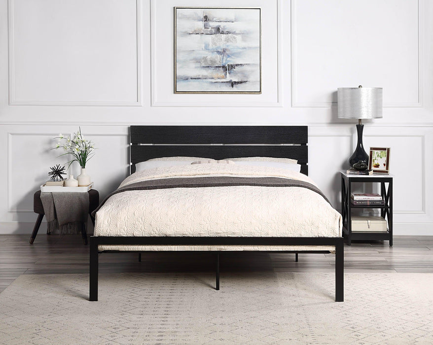 Black Metal Frame Queen Size Bed 1pc