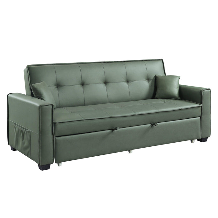 ACME Octavio Adjustable Sofa w/2 Pillows, Green Fabric  LV00824