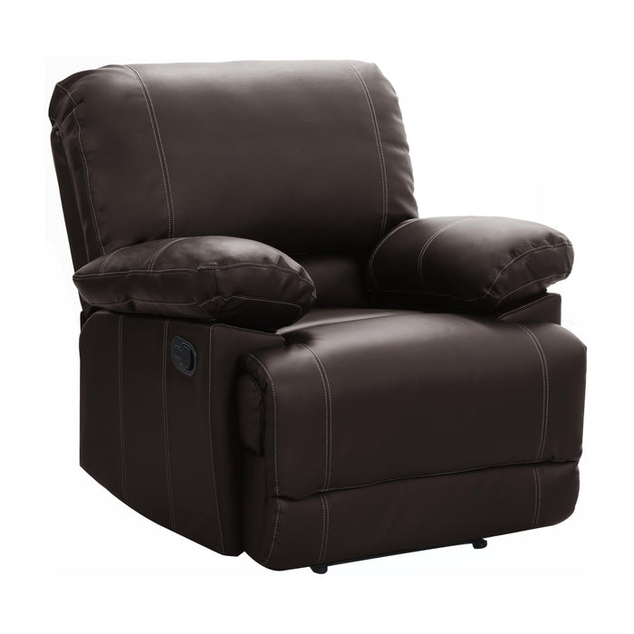 Dark Brown Faux Leather Covered 1pc Comfortable Reclining Chair Solid Wood and Plywood Frame Living Room Furniture