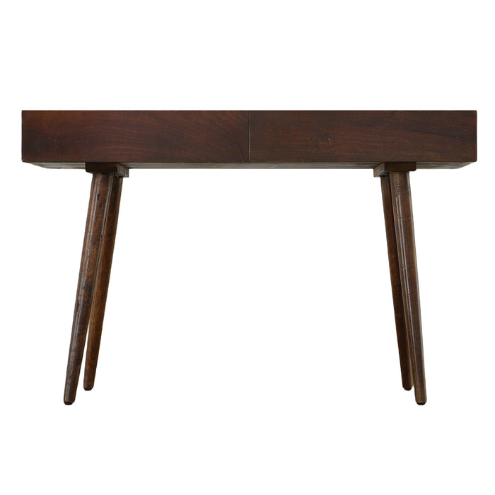 ManWood Writing Desk with Two Drawers and Tapered Legs, Brown