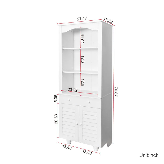 Freestanding Rustic Kitchen Buffet with Hutch, PantryStorage Cabinet, Adjustable Shelf