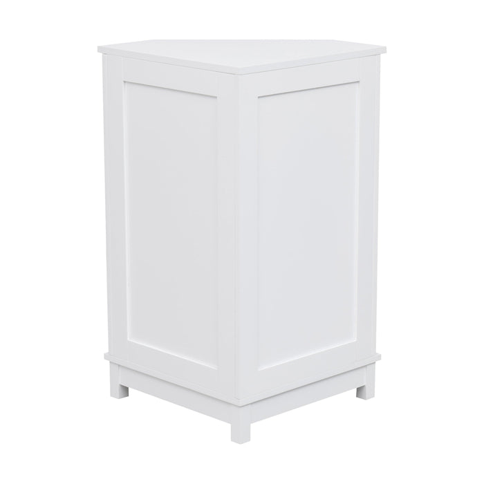 White Bathroom Cabinet Triangle CornerStorage Cabinet with Adjustable ShelfModern Style MDF Board