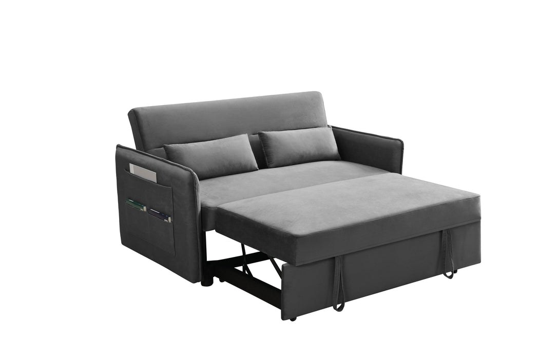 Pull Out Sofa Bed,Modern Adjustable Pull Out Bed Lounge Chair with 2 Side Pockets, 2 Pillows for Home Office