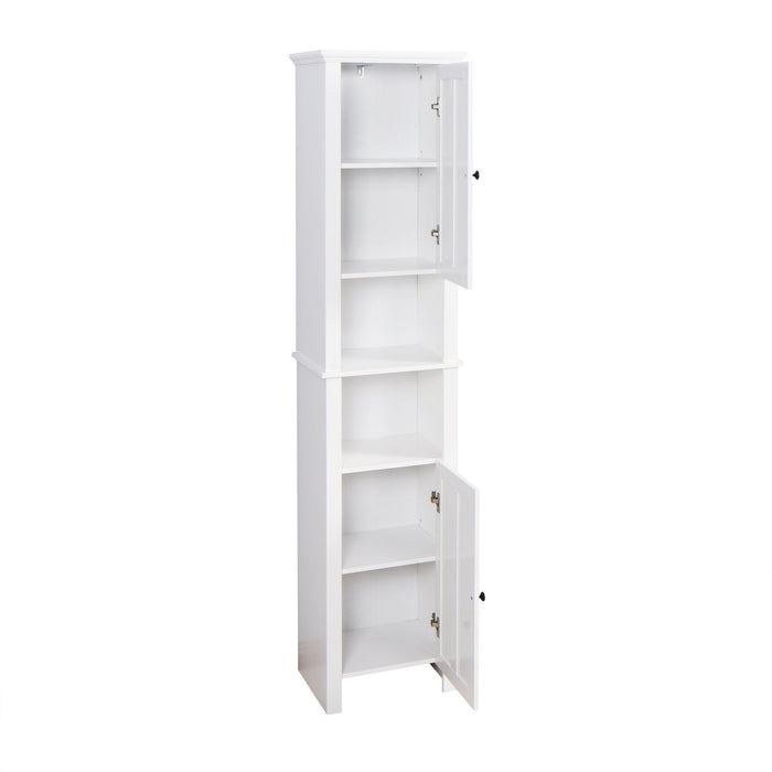 Bathroom FloorStorage Cabinet with 2 Doors Living Room Wooden Cabinet with 6 Shelves 15.75 x 11.81 x 66.93 inch