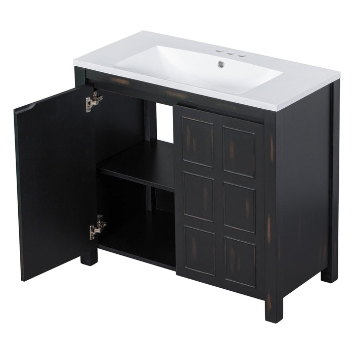 36" Bathroom Vanity Organizer with Sink,Combo Cabinet Set，BathroomStorage Cabinet,Retro Espresso