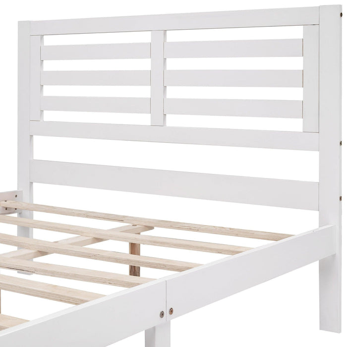 Full Size Platform Bed with Drawers, White